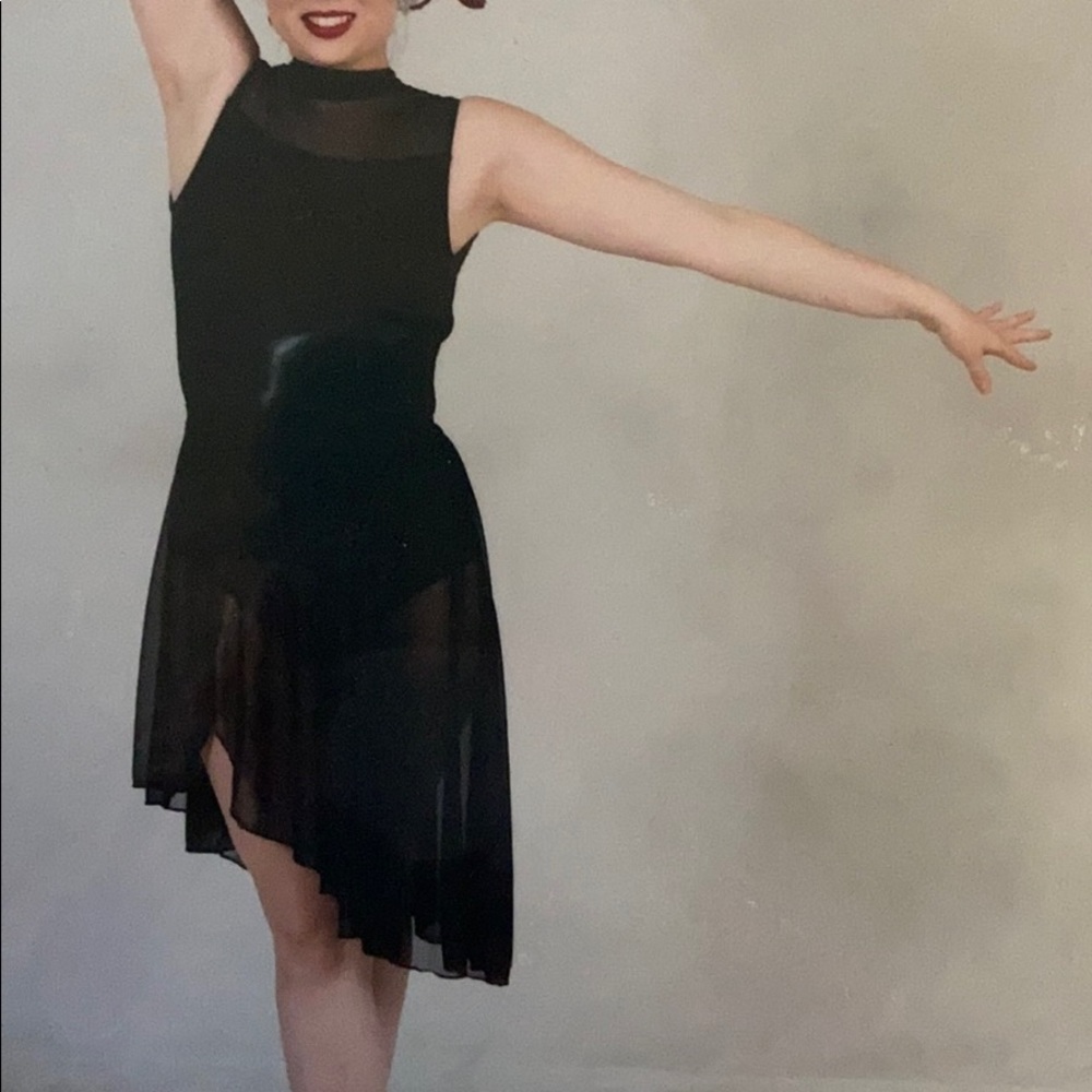 Open Front Sheer Black Dance Skirt